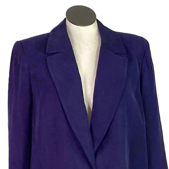 Eloquii Women 14 Notch Collar One Button Jacket Blazer Blue Rayon Blend NEW - Picture 2 of 8